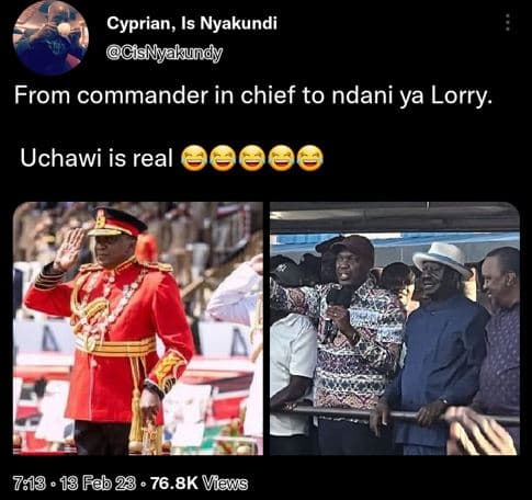 Cyprian, nyakundi gisnyakundy from commander in chief to ndani ya lorry. uchawi