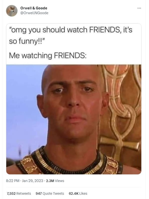 Orwell goode orwellngoode omg you should watch friends it's so funny!! me watchi