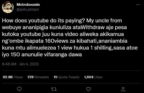 Metroboomin polo_kimani how does youtube do its paying? my uncle from webuye ana