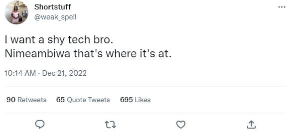 Shortstuff weak_spell want a shy tech bro. nimeambiwa that's where it's at. 10.1