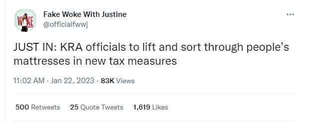 Fake woke with justine officialfwwj just in kra officials to lift and sort throu