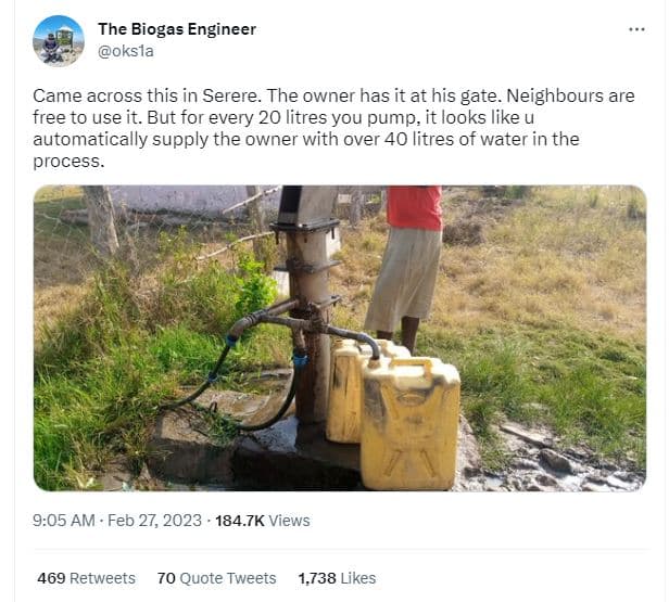 The biogas engineer oksla came across this in serere. the owner has it at his ga