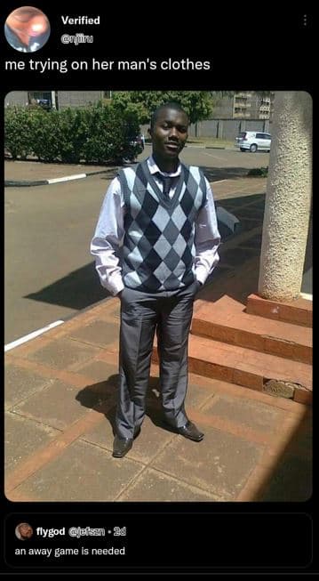 Verified nit me trying on her man's clothes flygod ieesz an away game is needed