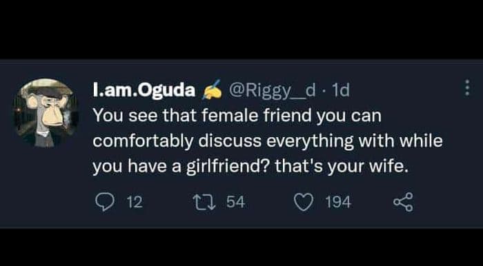 Lam oguda riggy d 1d you see that female friend you can comfortably discuss ever