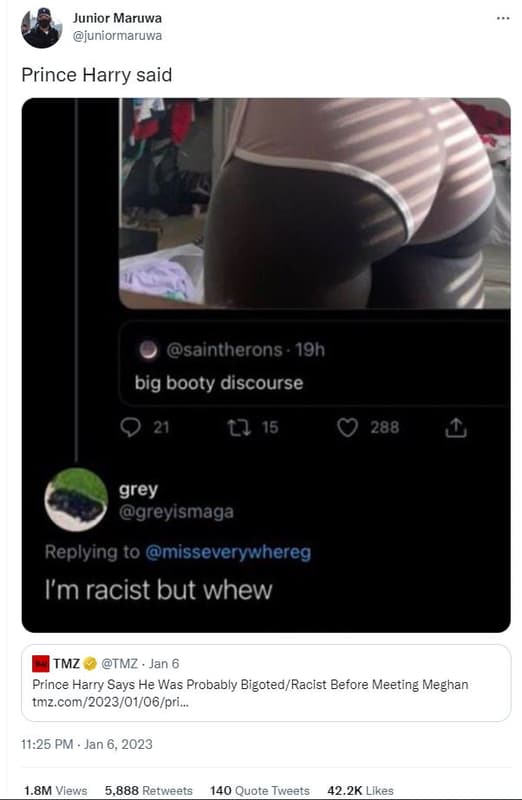 Junior maruwa juniormaruwa prince harry said saintherons 19h big booty discourse