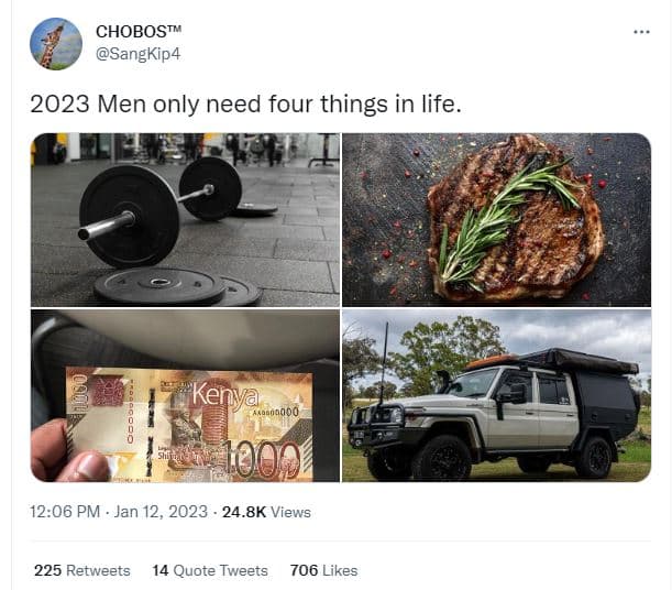 Chobosti sangkip4 men only need four things in life. 'kenya aaqpnj000 12.06 pm j