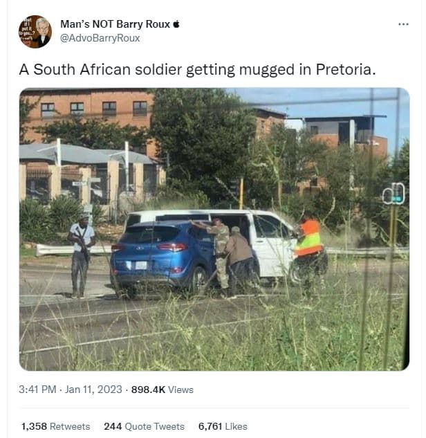 Man's not barry roux advobarryroux a south african soldier getting mugged in pre