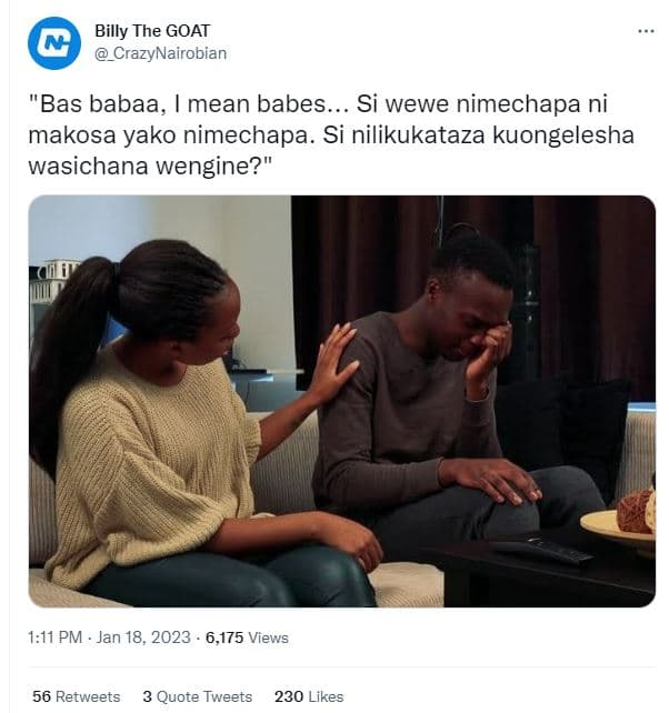 Billy the goat crazynairobian bas babaa, mean babes si wewe nimechapa ni makosa