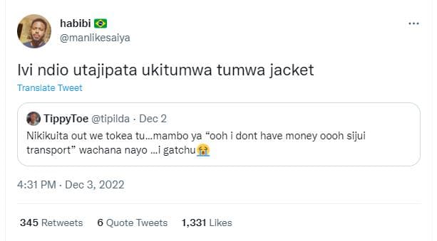 Habibi manlikesaiya ivi ndio utajipata ukitumwa tumwa jacket translate tweer tip