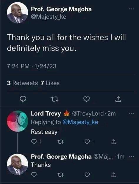 Prof. george magoha majesty_ke thank you all for the wishes will definitely miss