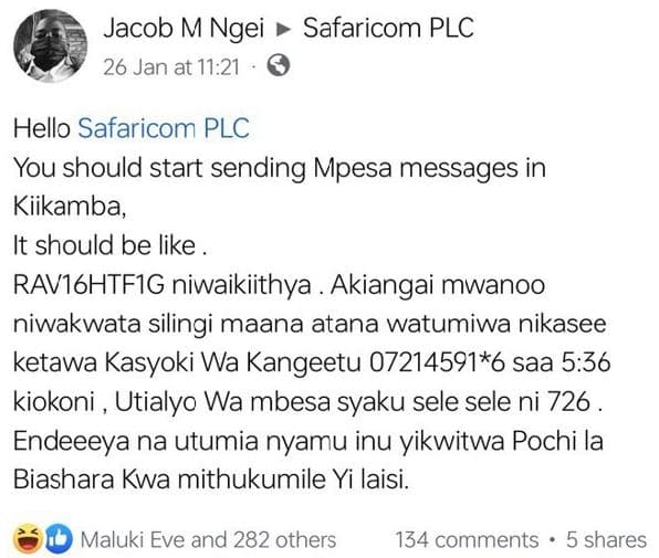 Jacob m ngei safaricom plc 26 jan at 11.21 hello safaricom plc you should start