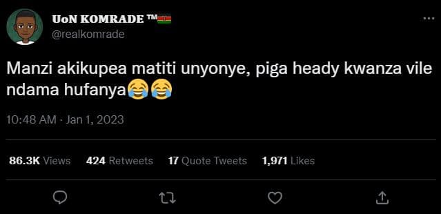 Uon komrade tm realkomrade manzi akikupea matiti unyonye piga heady kwanza vile