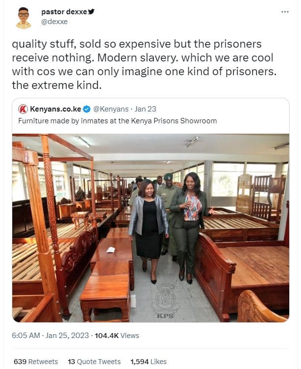 Pastor dexxey dexxe quality stuff sold so expensive but the prisoners receive no