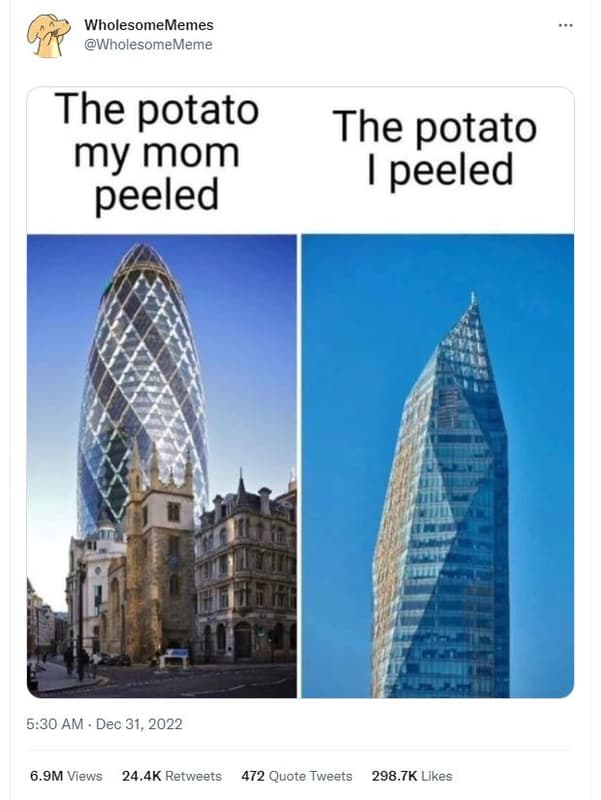 Wholesomememes wholesomememe the potato my mom peeled the potato peeled 5.30 am