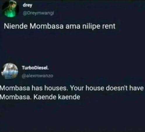 Drey dreymwangi niende mombasa ama nilipe rent turbodlesel. aleymwanzo mombasa h