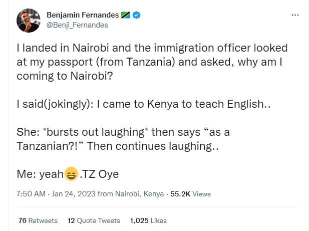 Benjamin fernandes benji_fernandes landed in nairobi and the immigration officer