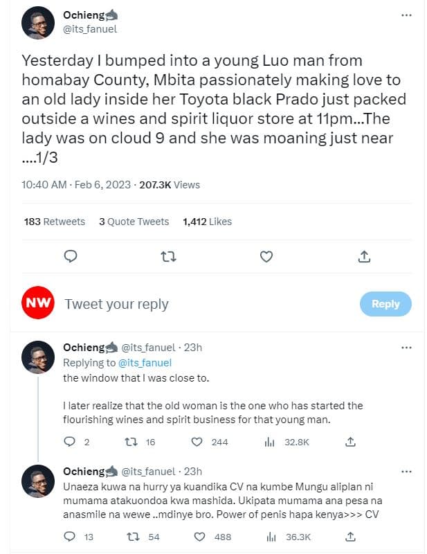 Ochieng its_fanuel yesterday bumped into a young luo man from homabay county mbi