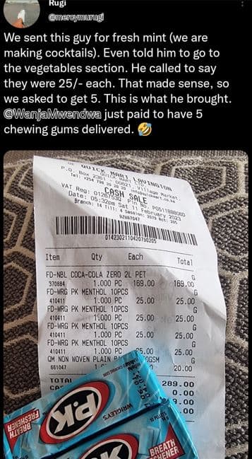 Rugi merjjujugi we sent this guy for fresh mint we are making cocktails . even t