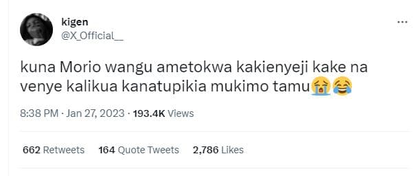 Kigen x_official kuna morio wangu ametokwa kakienyeji kake na venye kalikua kana