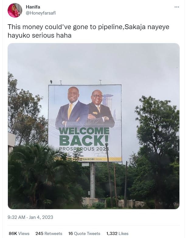 Hanifa honeyfarsafi this money could've gone to pipeline sakaja nayeye hayuko se