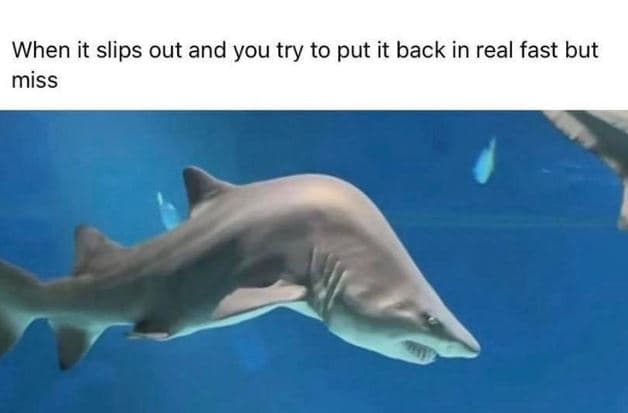 When it slips out and you try to put it back in real fast but miss