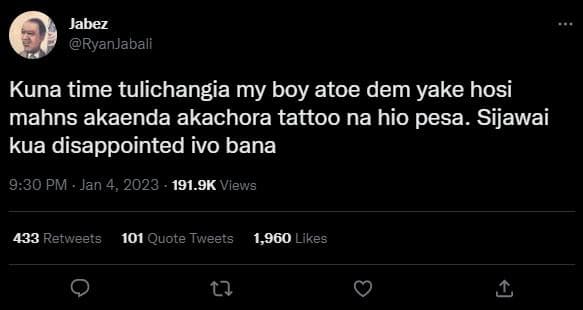 Jabez ryanjabali kuna time tulichangia my boy atoe dem yake hosi mahns akaenda a