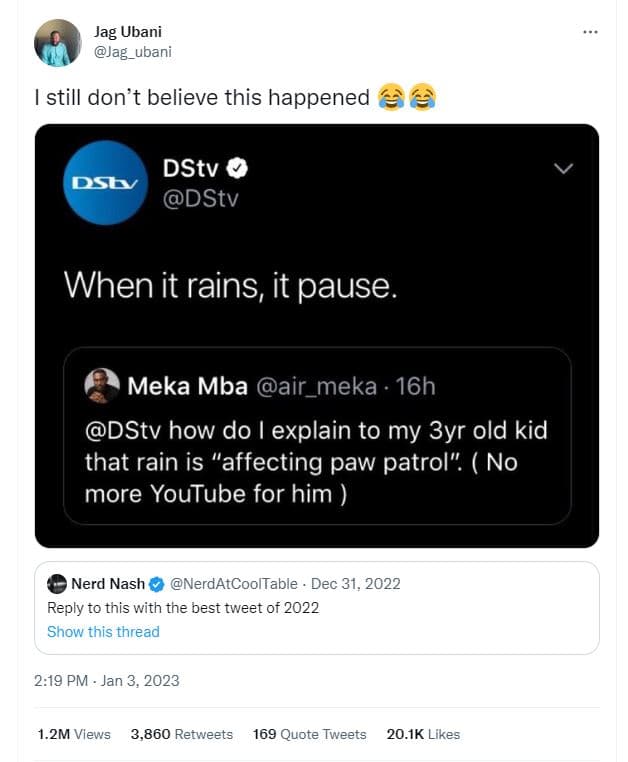 Jag ubani jag_ubani still don't believe this happened dstv dsd dstv when it rain