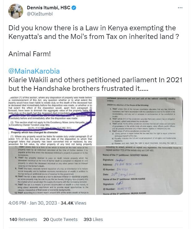 Dennis itumbi, hsc oleitumbi did you know there is a law in kenya exempting the