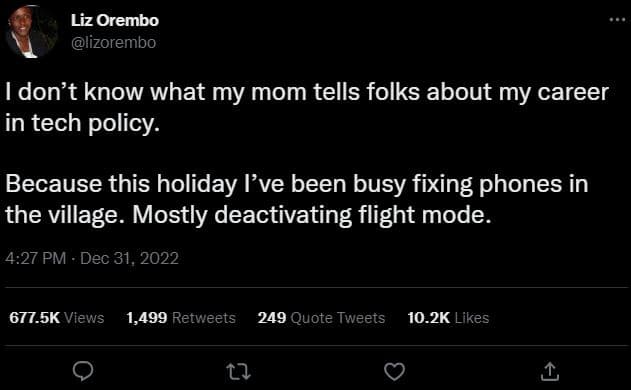 Liz orembo lizorembo idon't know what my mom tells folks about my career in tech