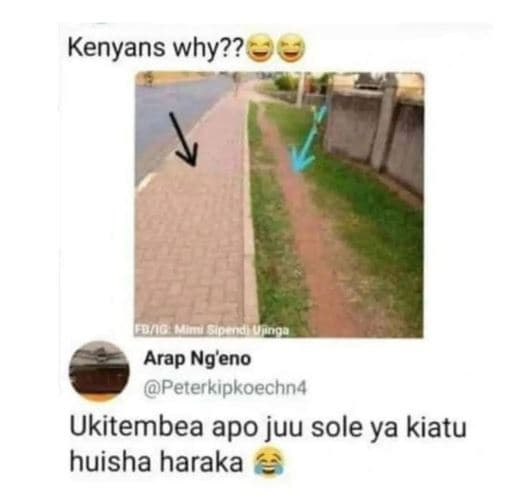Kenyans why?? lyno arap ng'eno peterkipkoechn4 ukitembea apo juu sole ya kiatu h