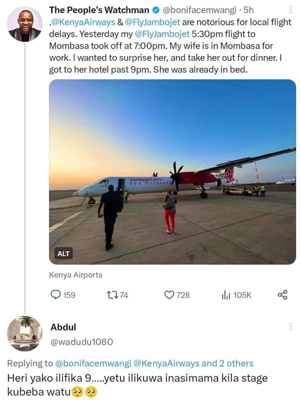 The people's watchman bonifacemwangi 5h kenyaairways flyjambojet are notorious f