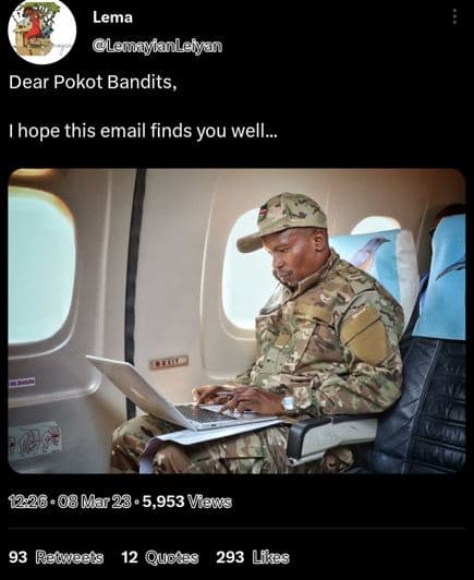 Lema lemayfanleiyan dear pokot bandits_ ihope this email finds you well_ .08 mar