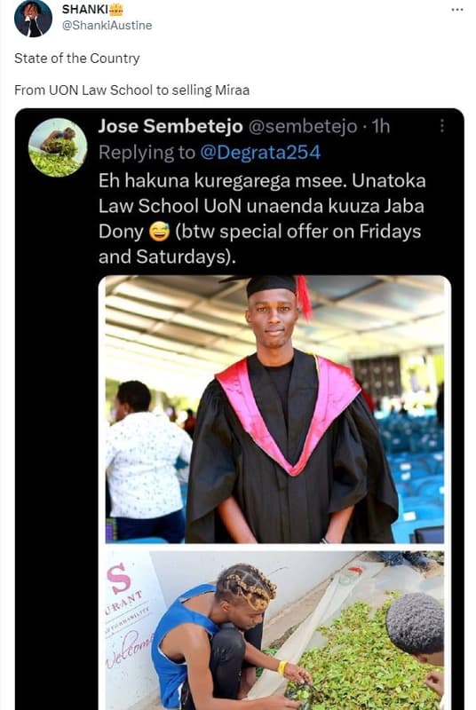 Shanki shankiaustine state of the country from uon law school to selling miraa j