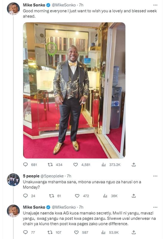 Mike sonko mikesonko 7h good morning everyone just want to wish you lovely and b