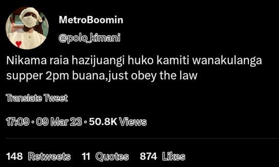 Metroboomin opolo kimani nikama raia hazijuangi huko kamiti wanakulanga supper 2