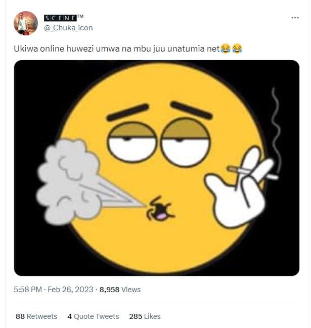 Scene! _chuka_icon ukiwa online huwezi umwa na mbu juu unatumia net 5.58 pm . fe