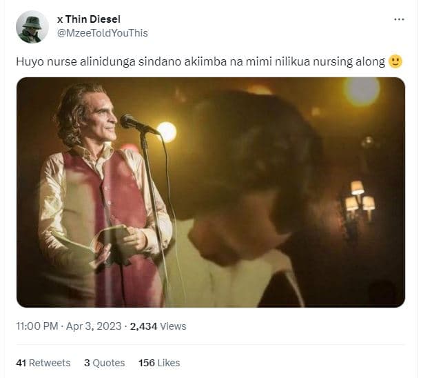 X thin diesel mzeetoldyouthis huyo nurse alinidunga sindano akiimba na mimi nili