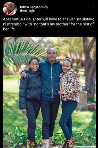 Fellow kenyan wlnca abel mutua's daughter will have to answer na sistako mrembo