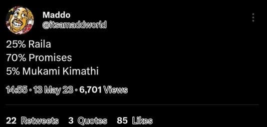 Maddo itsamaddworld 25 raila 70 promises 5 mukami kimathi 1ę55 . 13 may' 236,701