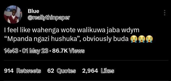 Blue allythinpaper feel like wahenga wote walikuwa jaba wdym mpanda ngazi hushuk