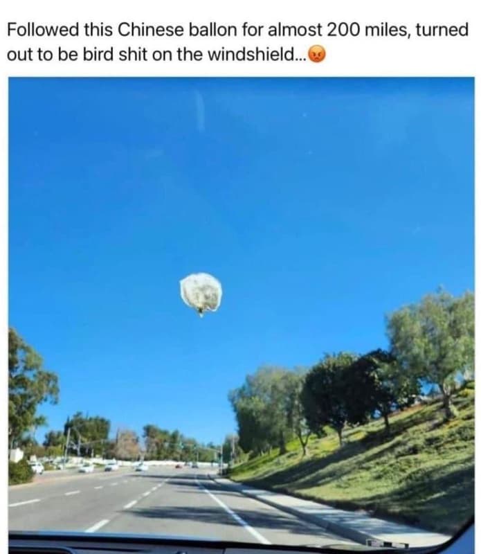 Followed this chinese ballon for almost 200 miles, turned out to be bird shit on