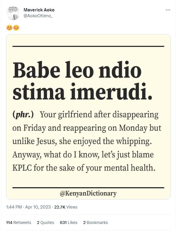 Maverick aoko aokootieno_ babe leo ndio stima imerudi. phrs your girlfriend afte