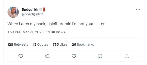 Badgurlririii bhadgurlrih when arch my back usinihurumie i'm not your sister 1.5