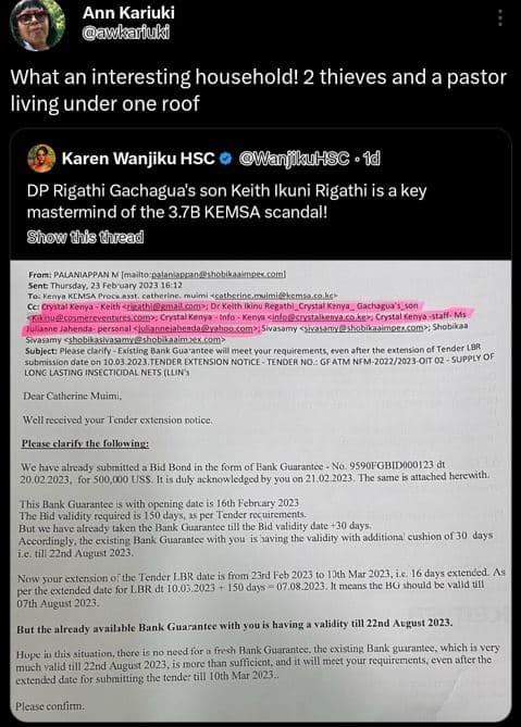 Ann kariuki aukarfuk what an interesting household! 2 thieves and a pastor livin