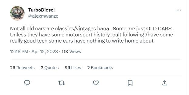 Turbodiesel lexmwanzo not all old cars are classicsvintages bana some are just o