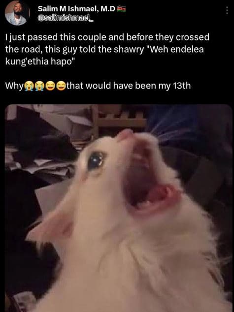 Salim m ishmael, m.d salimishmael _ ijust passed this couple and before they cro