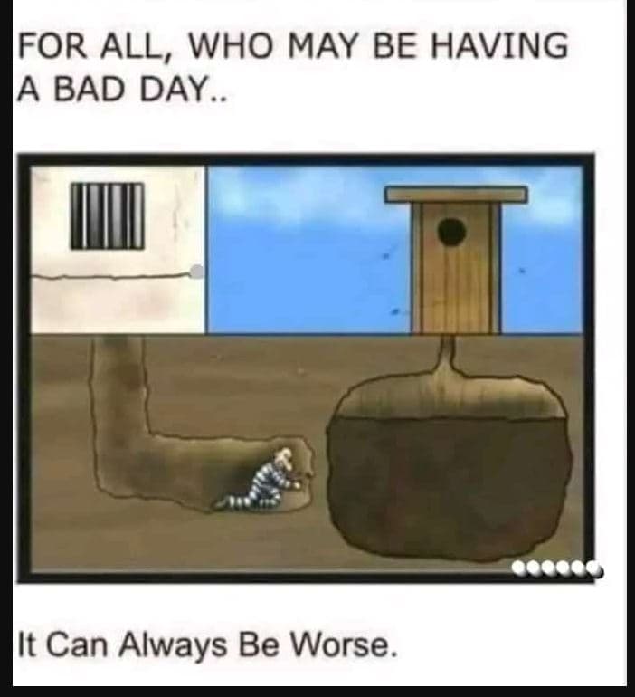For all, who may be having a bad day. it can always be worse