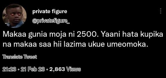 Private figure privatefigure_ makaa gunia moja ni . yaani hata kupika na makaa s