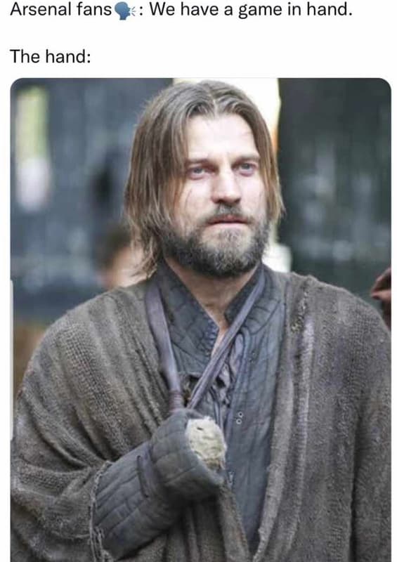 Arsenal fans we have a game in hand. the hand