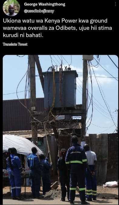 George washingthong usedcobejiuulmuly ukiona watu wa kenya power kwa ground wame